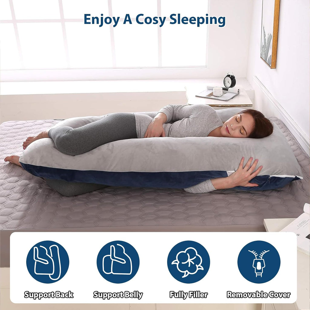 Amagoing 55 inches Pregnancy Pillows for Sleeping, U Shaped Maternity Full Body Pillow for Pregnant Women with Hip, Leg, Back, Belly Suppor…