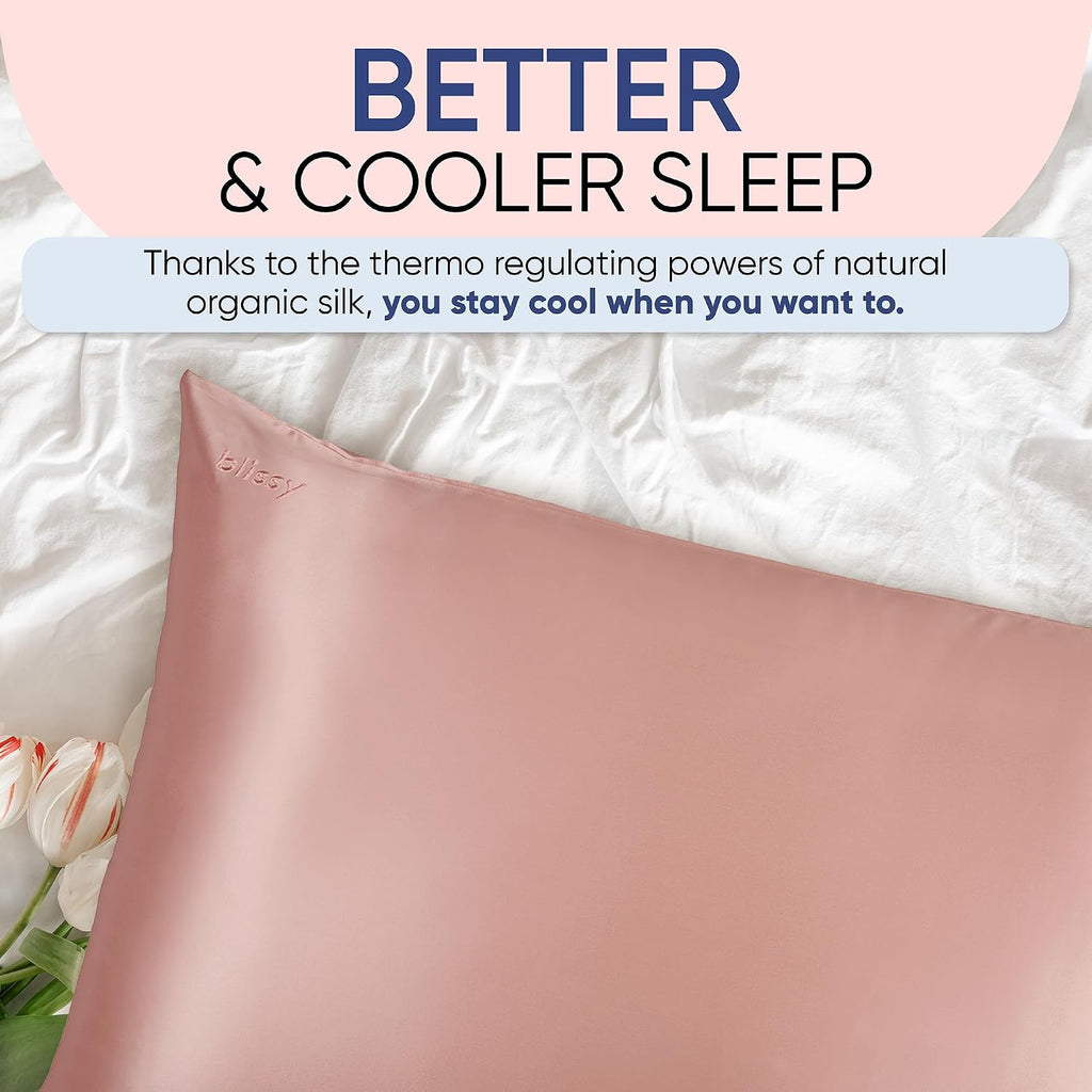 Blissy Silk Pillowcase - 100% Pure Mulberry Silk - 22 Momme 6A High-Grade Fibers - Silk Pillow Cover for Hair & Skin - Regular, Queen &…