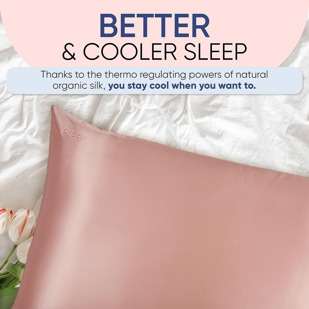 Blissy Silk Pillowcase - 100% Pure Mulberry Silk - 22 Momme 6A High-Grade Fibers - Silk Pillow Cover for Hair & Skin - Regular, Queen &…