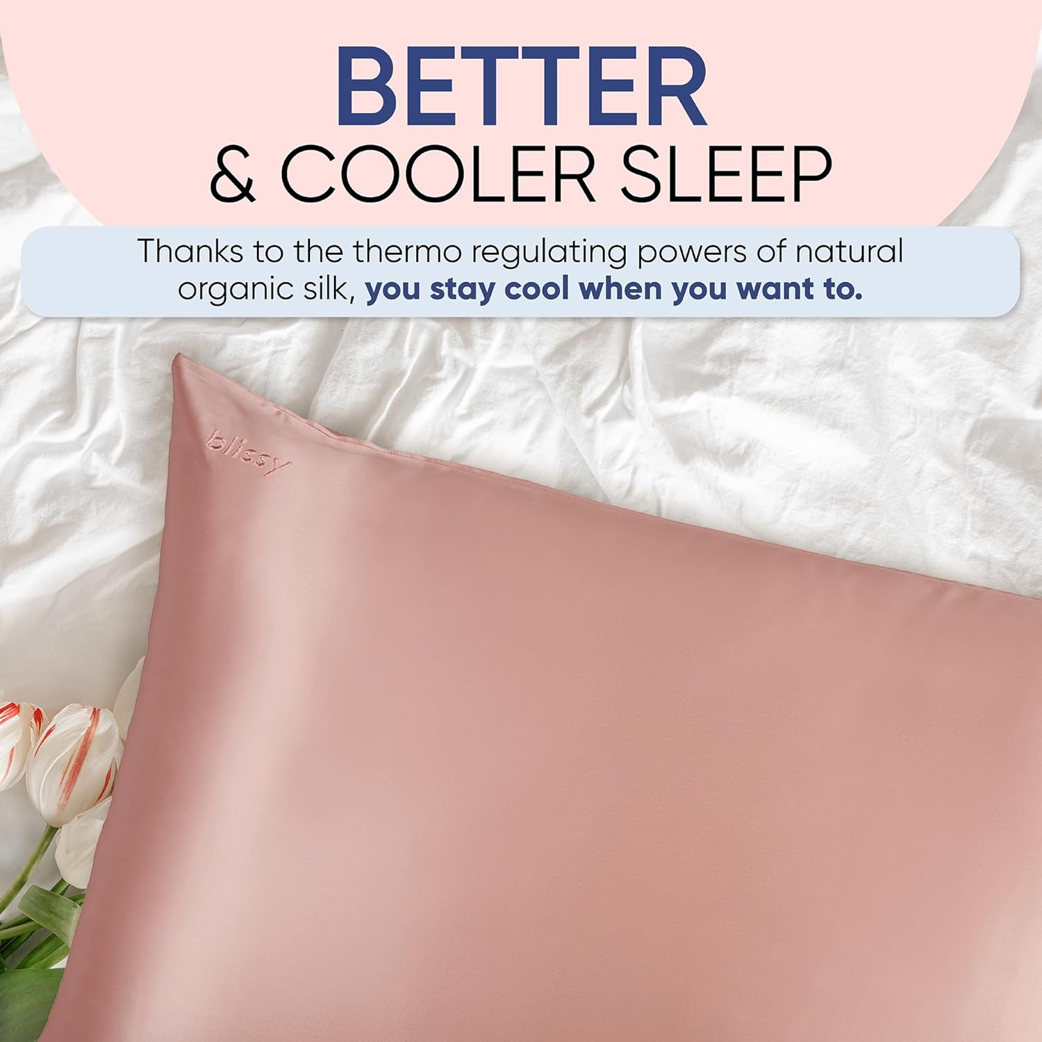 Blissy Silk Pillowcase - 100% Pure Mulberry Silk - 22 Momme 6A High-Grade Fibers - Silk Pillow Cover for Hair & Skin - Regular, Queen &…