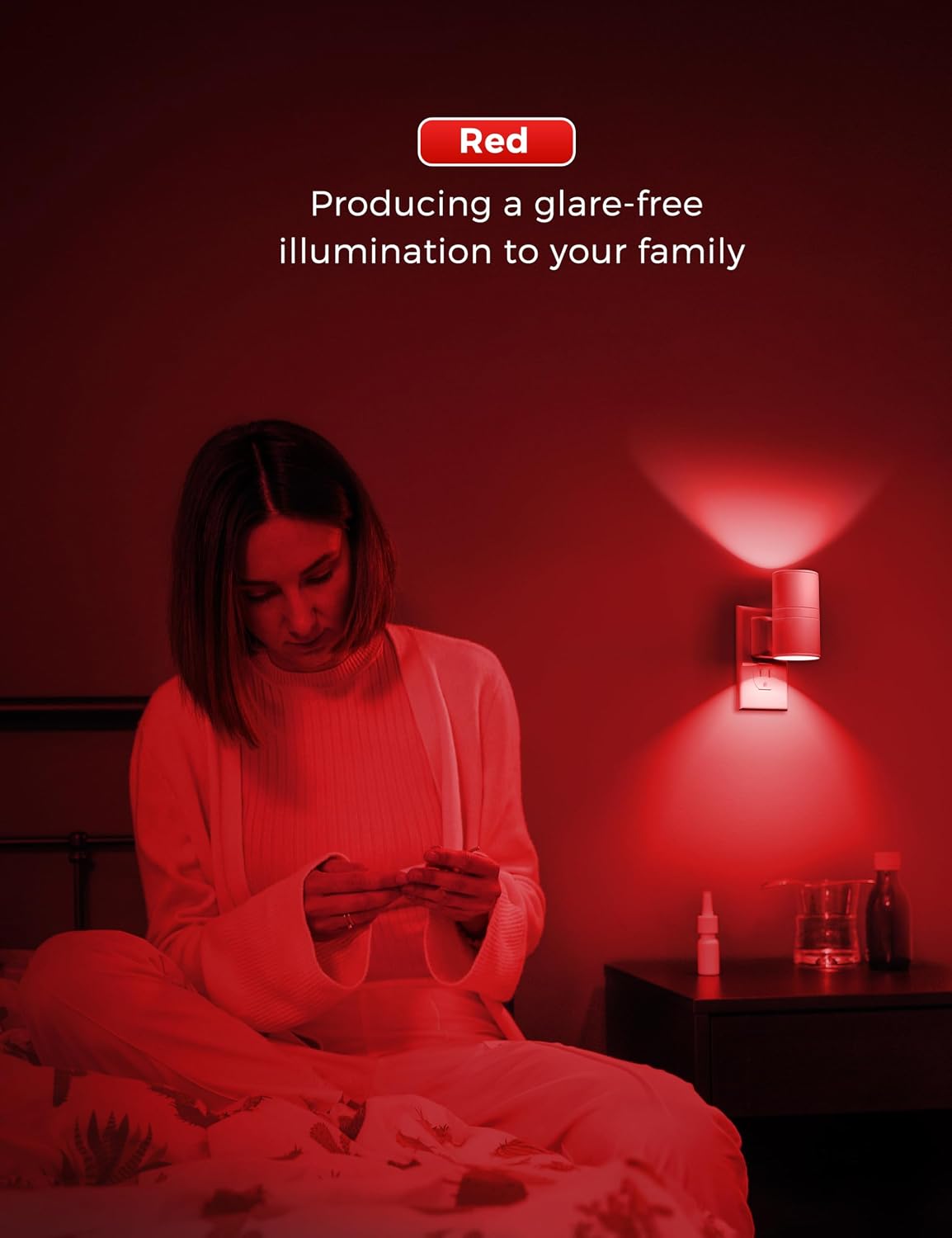L LOHAS LED Night Light, Red Night Lights Plug into Wall, LED Nightlights, Light Sensor, Steep Aid Red, Dimmable Nightlight for…