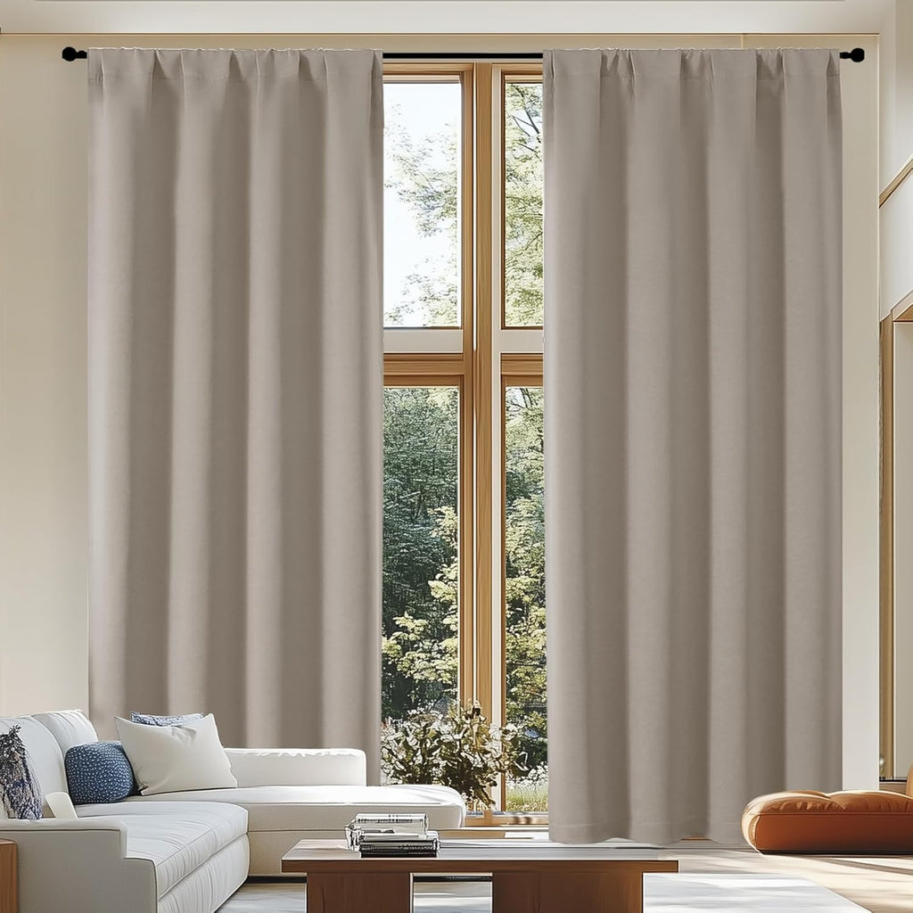 Simplebrand Ava Blackout Curtains for Patio 108 Inches Long 2 Panels Set, Solid Thermal Insulated Room Darkening Rod Pocket Window Treatmen…