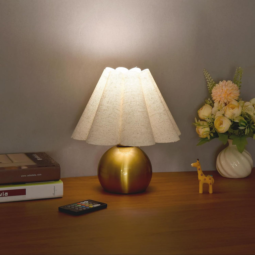 Ziqqeelam Rechargeable Cordless Small Table Lamp, Battery Operated Remote Control Gold Mini Table Lamps for Bedroom Nightstand, Cute…
