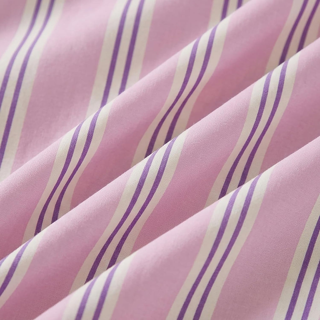 Merryword King Size Pillowcases, 100% Cotton Pillow Cases, Purple Striped Pillowcases, Soft Breathable Ribbon Stripe Pillow Covers, Set of…