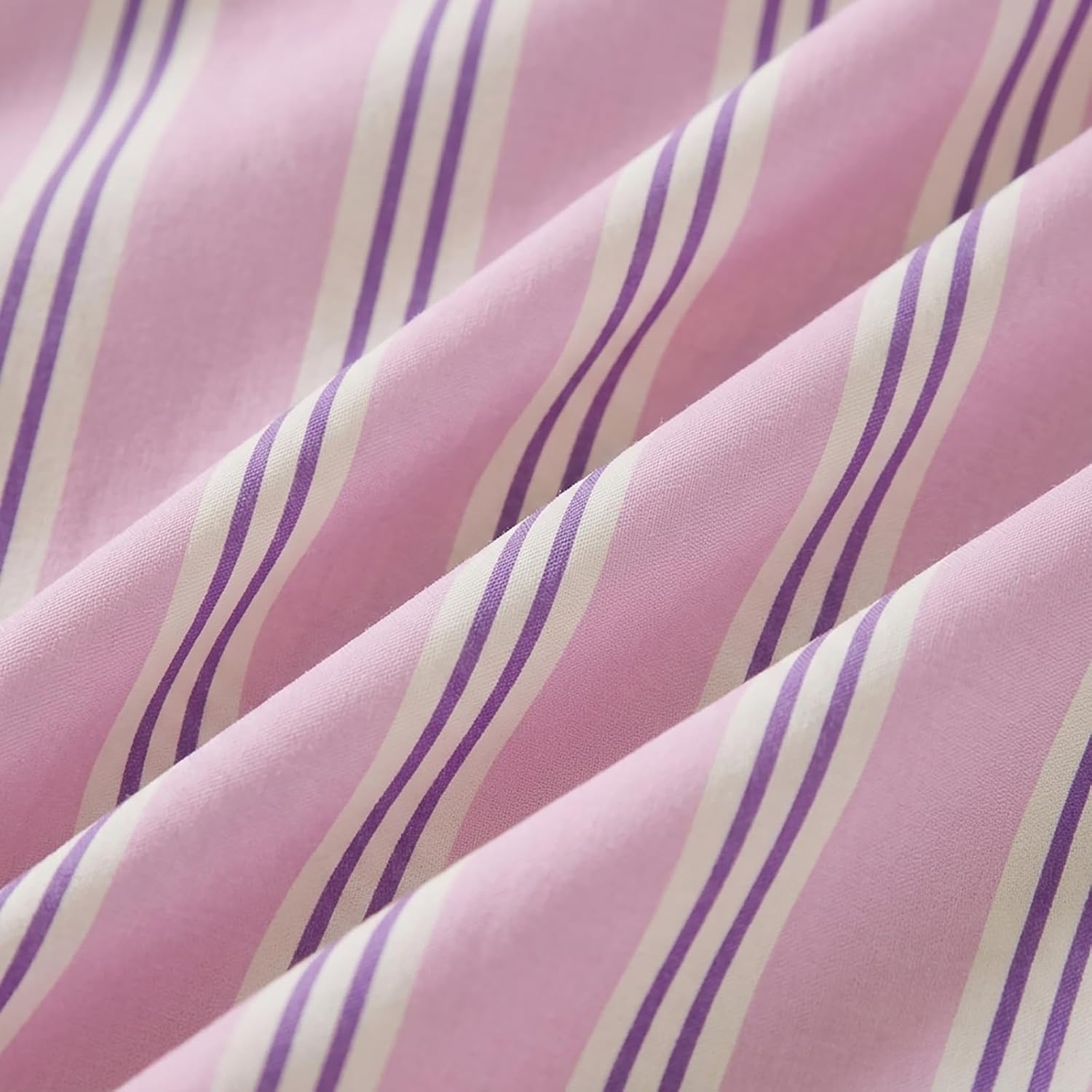 Merryword King Size Pillowcases, 100% Cotton Pillow Cases, Purple Striped Pillowcases, Soft Breathable Ribbon Stripe Pillow Covers, Set of…