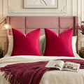 GIGIZAZAFocusingonhomedecoration GIGIZAZA Decorative Throw Pillow Covers 26x26, Set of 2 Red Square Couch Pillow Covers, Velvet Sofa Boho Cus…