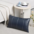 Fancy Homi Navy Blue Lumbar Waterproof Faux Leather Decorative Throw Pillow Covers 12x20 Inch for Outdoor Couch Bed, Modern Farmhouse…
