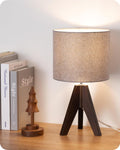 EDISHINE Boho Small Table Lamp, Walnut Color Wooden Tripod Bedside Lamp, Farmhouse Nightstand Lamp for Nursery, Bedroom, Office, Kid…