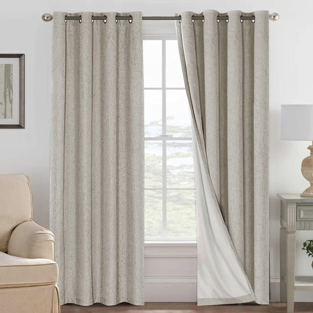 H.VERSAILTEX Linen Blackout Curtains 96 Inches, 100% Absolutely Blackout Thermal Insulated Textured Linen Look Curtain Draperies…