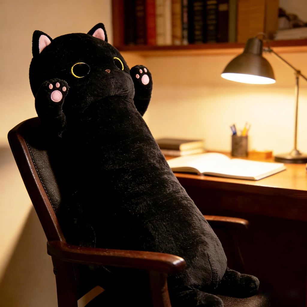 MaoGoLan Long Cat Body Pillow for Kids, 44'' Big Kitten Plush for Adults, Big Black Cat Stuffed Animal for Girl, Large Kitten Plush Throw…