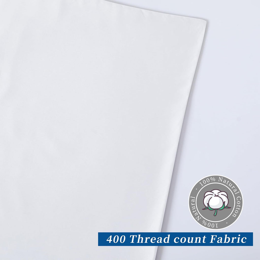 ZaizaiHome Standard Pillow Protector Set of 2, 100% Egyptian Cotton Pillow Cases with Zipper 400 Thread Count Sateen Weave Cotton White Pil…