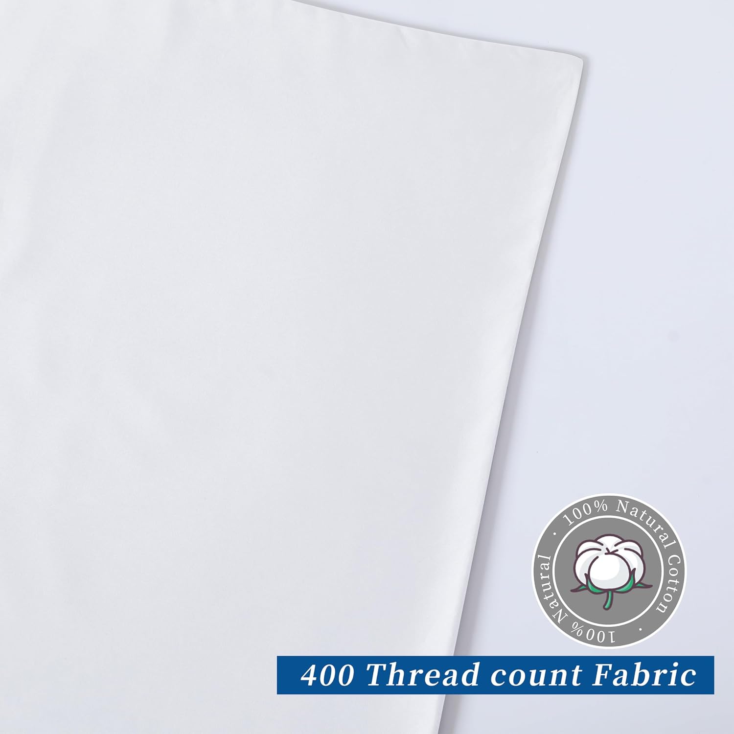 ZaizaiHome Standard Pillow Protector Set of 2, 100% Egyptian Cotton Pillow Cases with Zipper 400 Thread Count Sateen Weave Cotton White Pil…