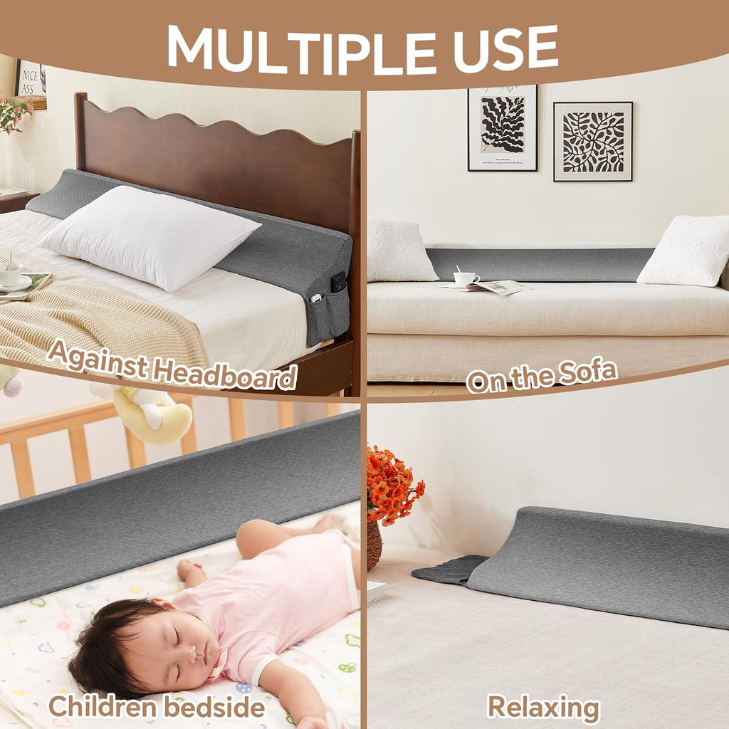 EUHAMS King Size Bed Wedge Pillow for Headboard Bed Gap Filller/Mattress Gap Filler (0-7") - Wedge Pillow Headboard Triangle Foam Pillows…