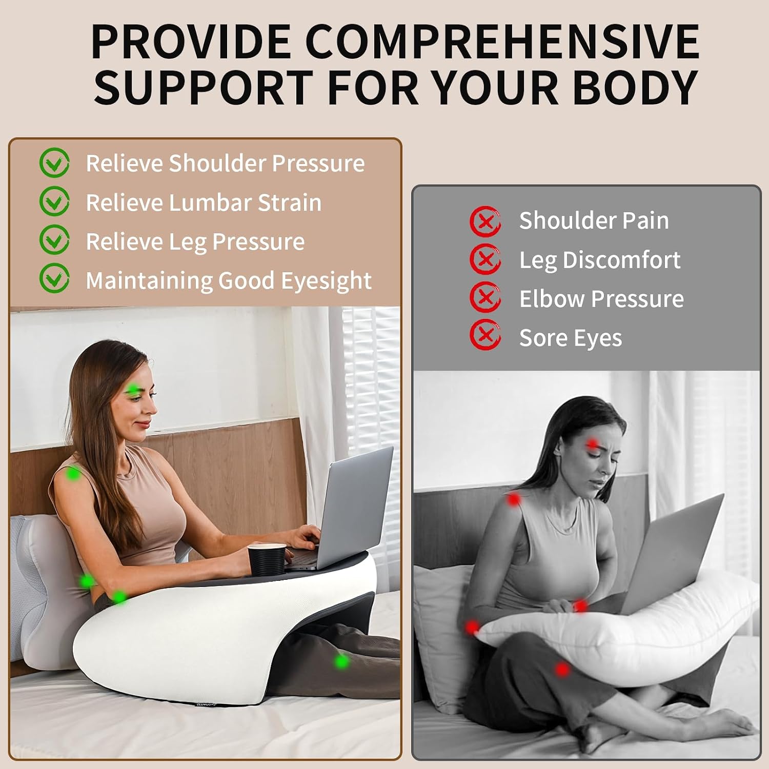 Olumoon Reading Pillow, Lap Desk Pillow for Adult, Gaming Pillow Memory Foam for Arm Support, Arm Rest for Working, Crocheting, Playing…