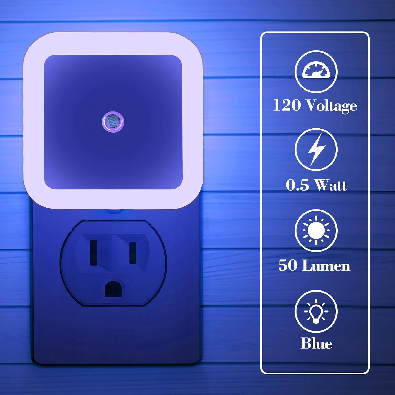 6 Pack Blue LED Night Light Plug in, Dusk to Dawn Sensor Automatic On and Off, Energy Efficient, Soft Glow Kids, Nursery, Bedroom…