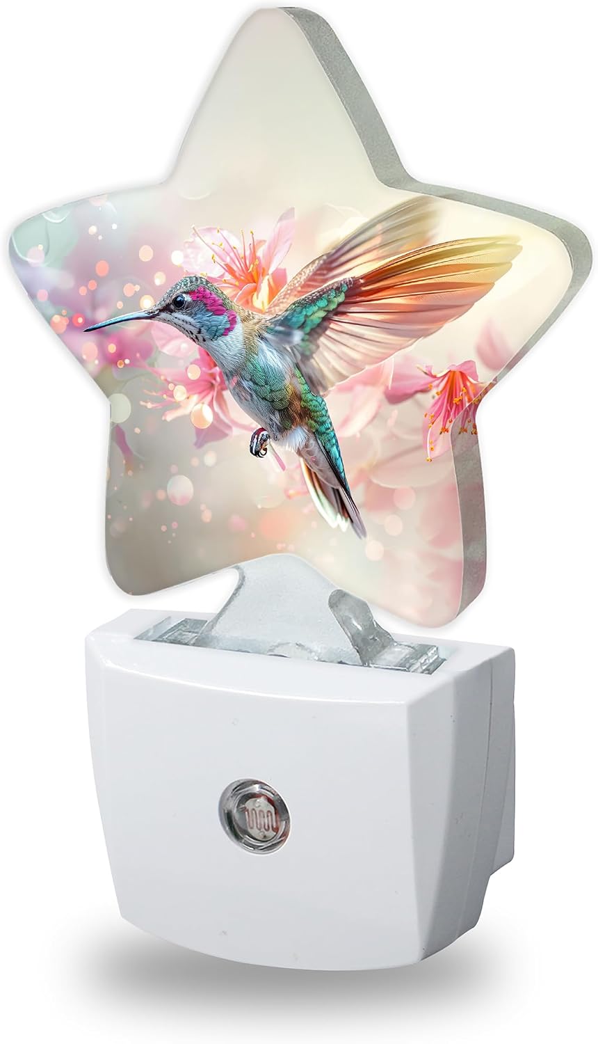 Spring Hummingbird Night Light for Kids, Pink Flower Night Lights Plug Into Wall, Lightweight Dusk to Dawn Light Sensor Warm Nightlights…