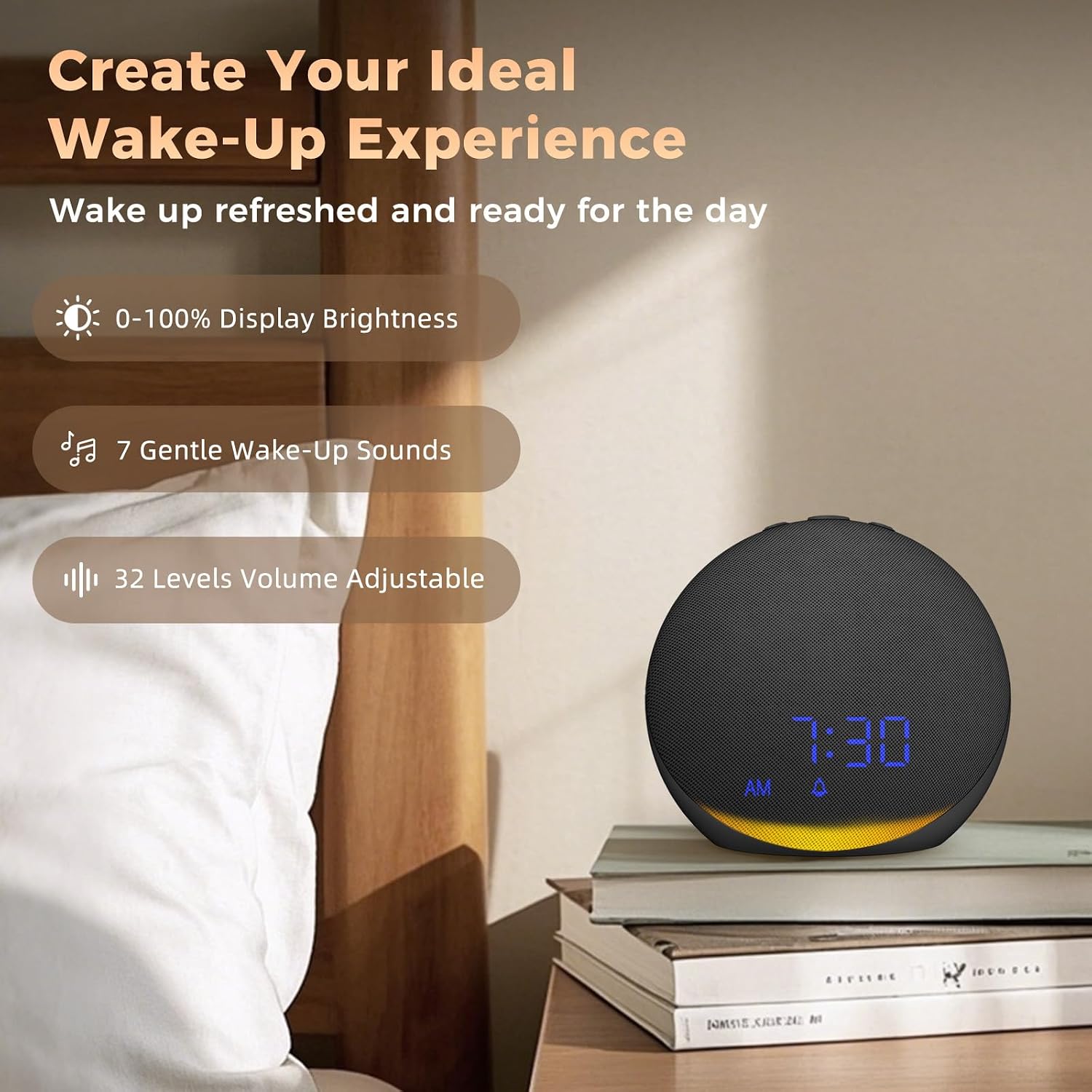Acedeck Sound Machine Alarm Clock for Bedroom: 25 Natural Sleep Sounds - White Noise Machine for Adults Kids Baby - Gentle Wake Up Alarm wi…