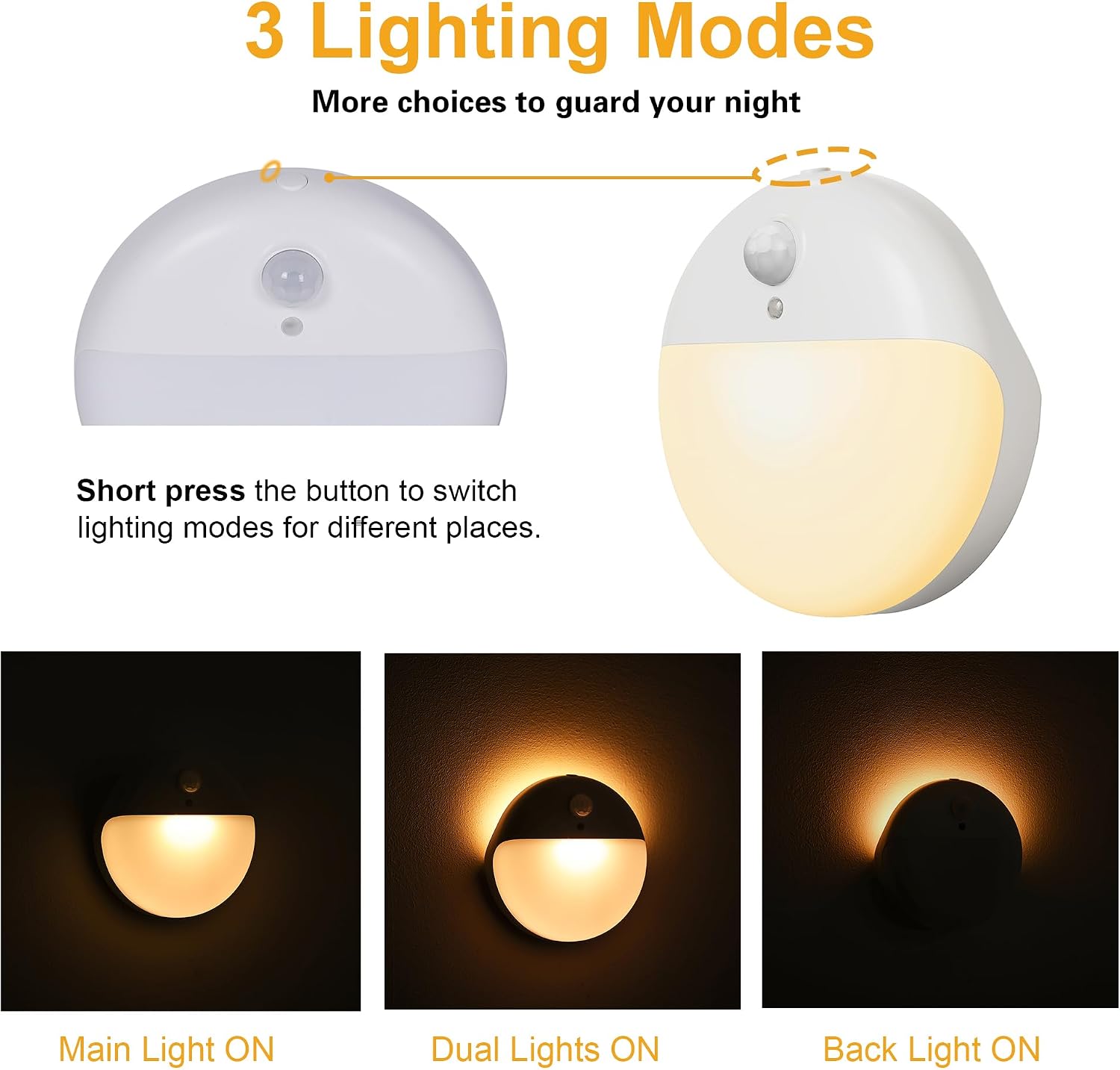 YUNLEX 2 Pack Toliet Lights, 2.6" Small Motion Sensor Battery Night Light, Dimmable LED Nightlight, 3 Light Modes, Stick on Lights for…