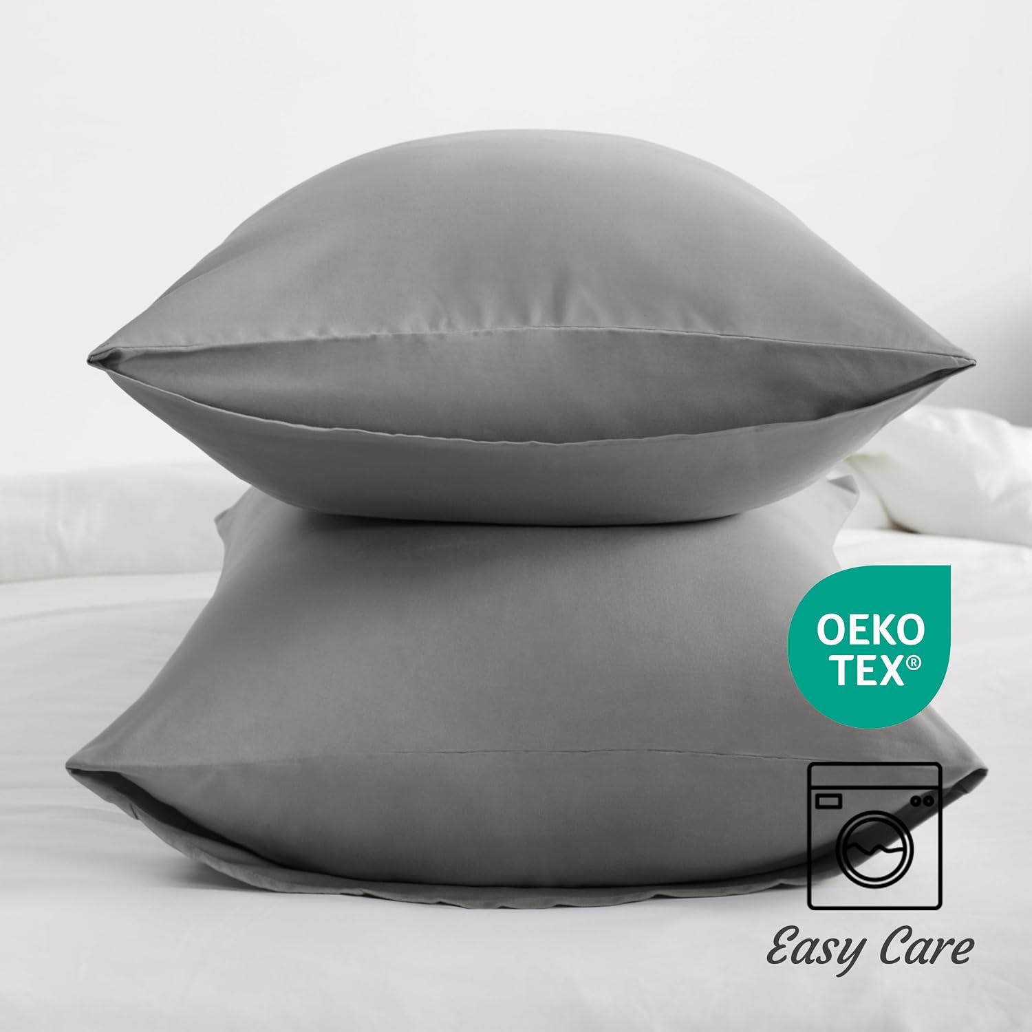 Ntbay Standard Pillow Cases Set of 2, 2 Pack Brushed Microfiber 20x26 Pillow Cases, Soft, Wrinkle, Fade, Stain Resistant Smoke Grey Pillow…