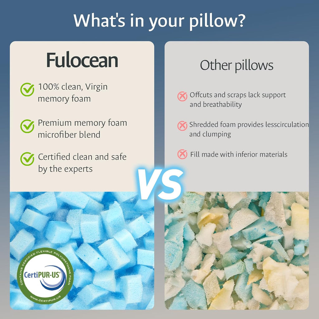 Fulocean Cooling Gel Memory Foam Pillow Queen Size for Sleeping 1 Pack, Thick Adjustable Firm Shredded Foam Bed Pillows for Side, Back, Sto…
