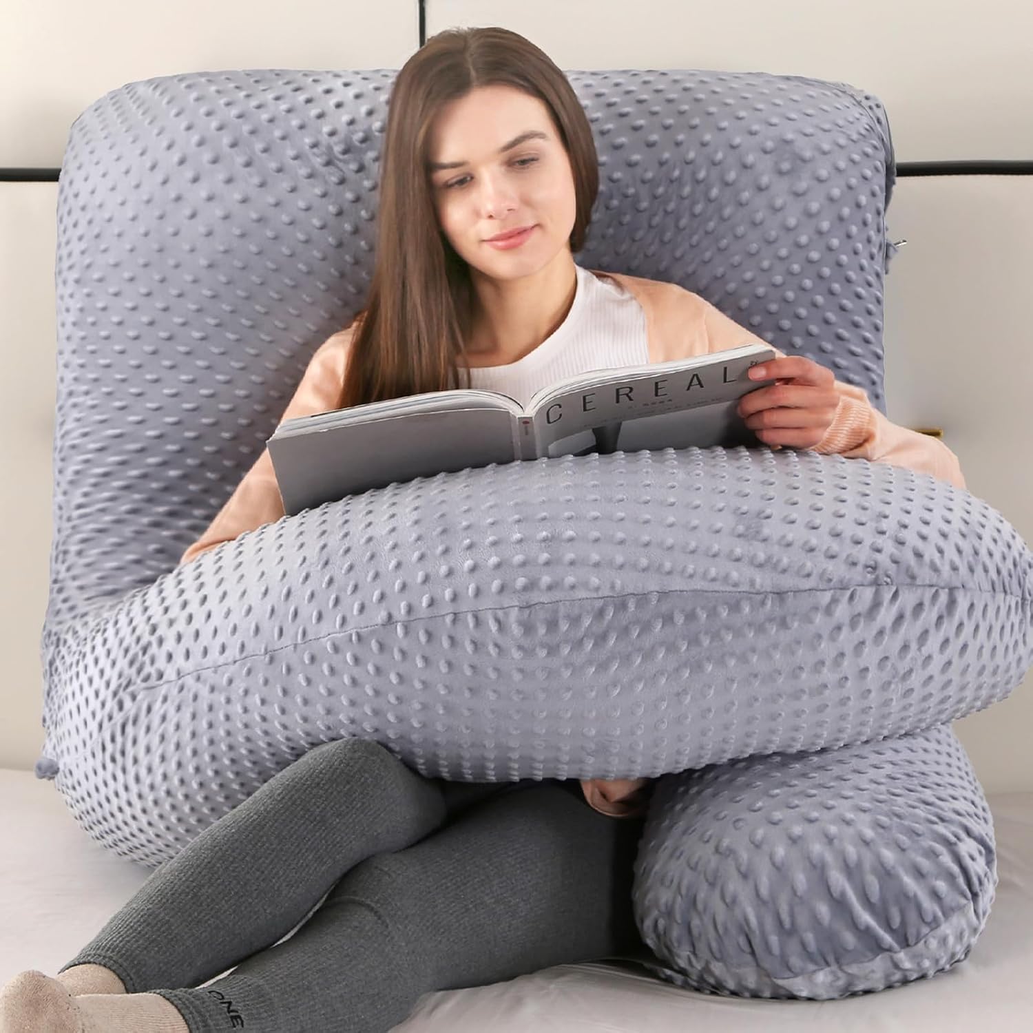 U-Shaped Full Body Pregnancy Pillow for Sleeping – 57" Maternity Pillow with Removable Cover, Support for Back, Legs, Belly & Hips…