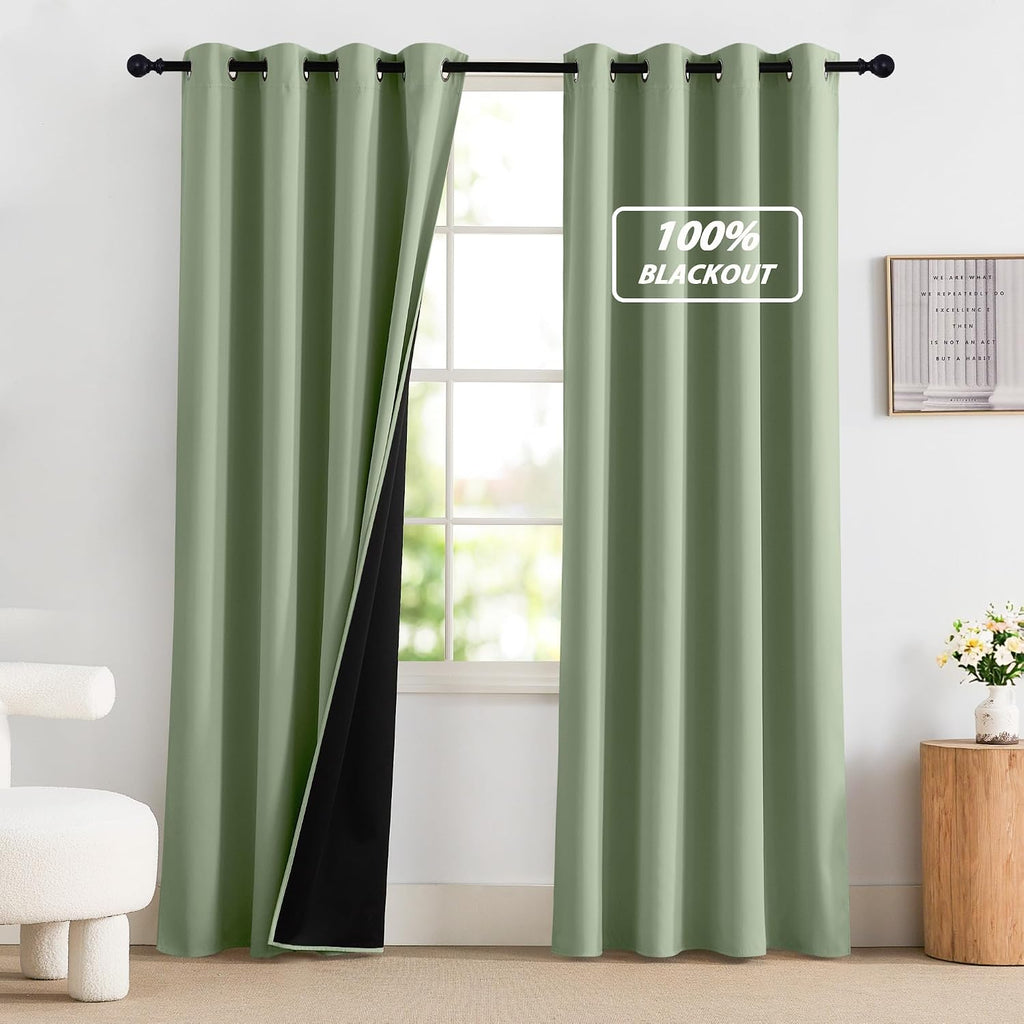 NICETOWN 100% Blackout Curtains 84 inch Long for Bedroom, Total Blackout Thermal Insulated Grommet Long Window Curtains 2 Panels Set, 2…