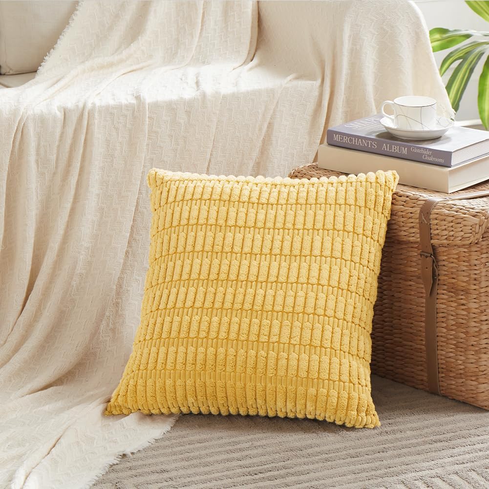 Fancy Homi Decorative Throw Pillow Covers for Bed Couch Bedroom Bench, Soft Corduroy Solid Pillow Case, Rustic Farmhouse Boho Room…