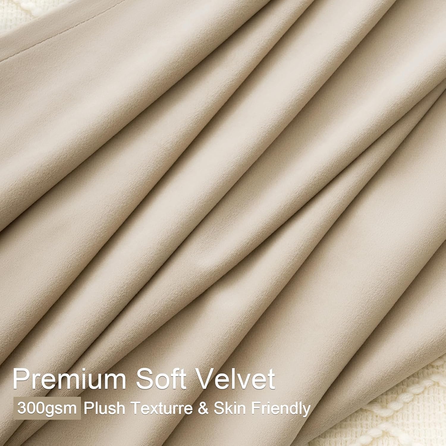 Drapenova 92 Inch Long Velvet Pinch Pleated Curtains 2 Panels Neutral Beige White Viral Famous Room Darkening Blackout Drapes with H…