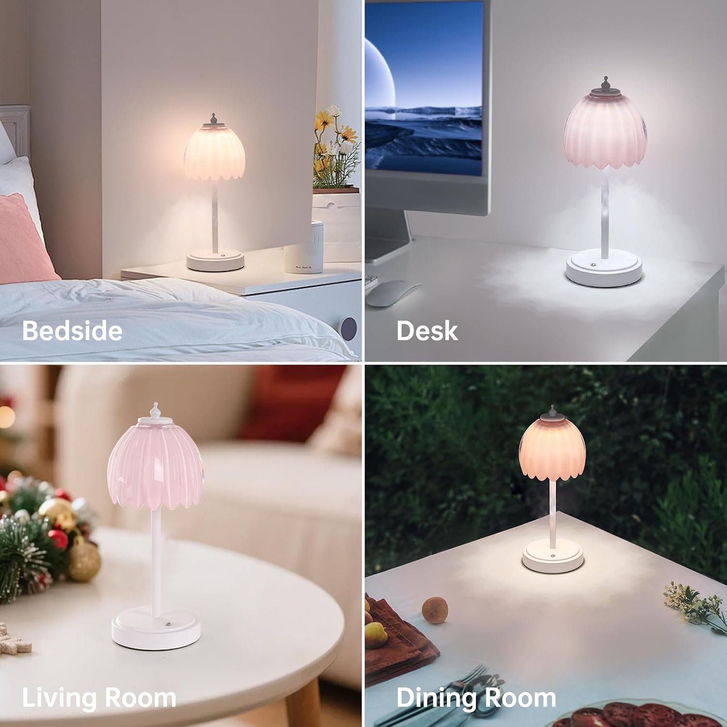 Shenmoyl Rechargeable Table Lamp with 5200mAh Battery & Touch Control - 3 Adjustable Color Temperatures, Cordless Dimmable Table Light…