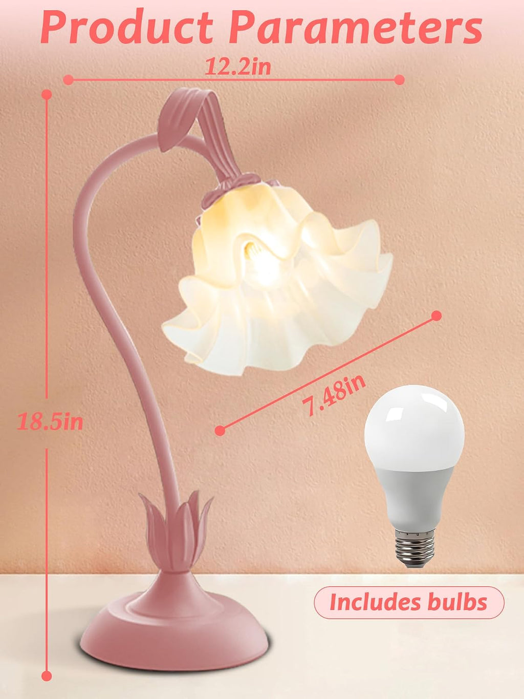 Aqdzcnf Flower Table Lamp, LED Reading Light Bedside Vintage Flower Night Light,3 Colors Modes Kawaii Bedside Lamps Decor, Living Room Bedroo…
