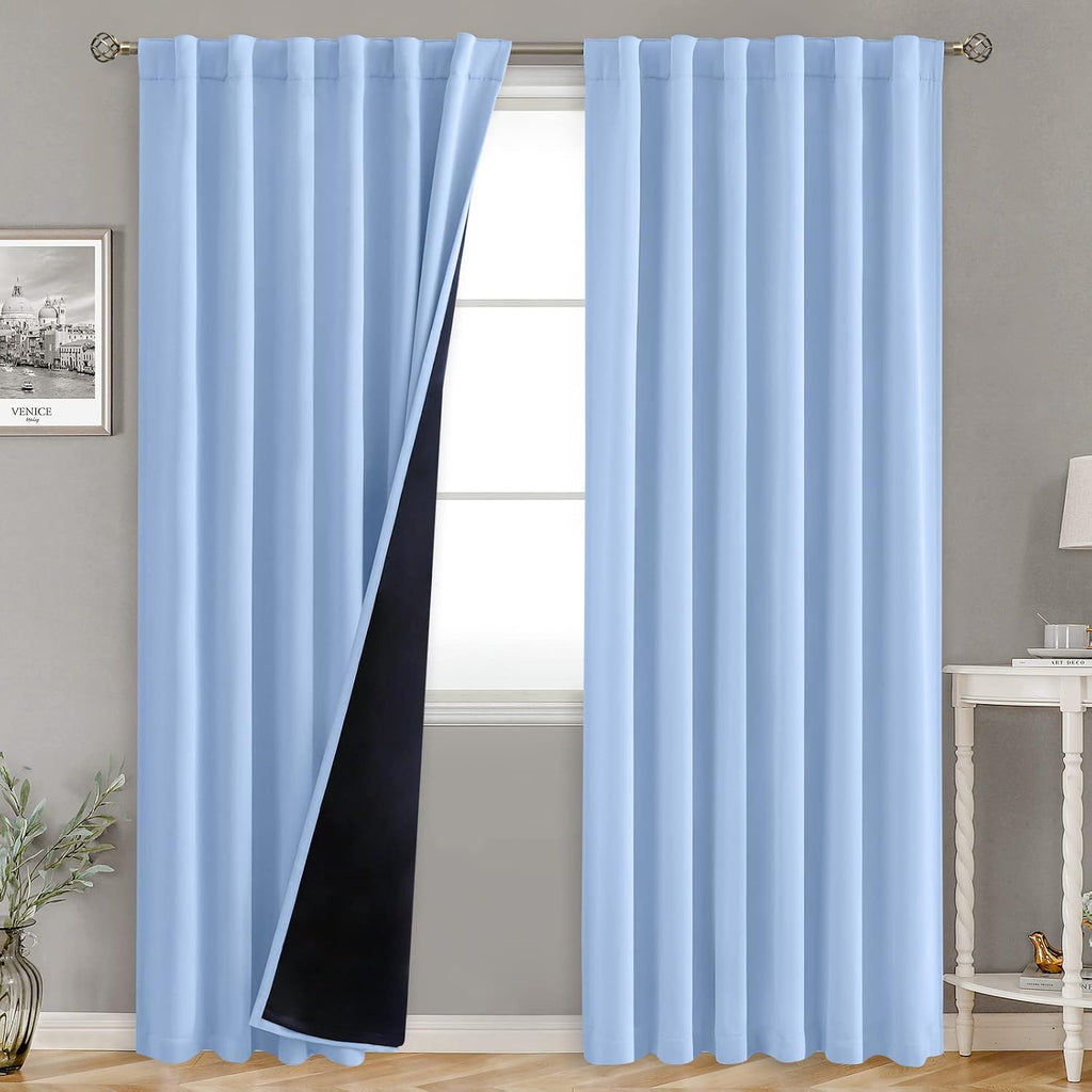 BGment Full Blackout Curtains with Thermal Insulation Liner Curtains 84 Inches Long, Rod Pocket and Back Tab Double Layer Room Darkening…