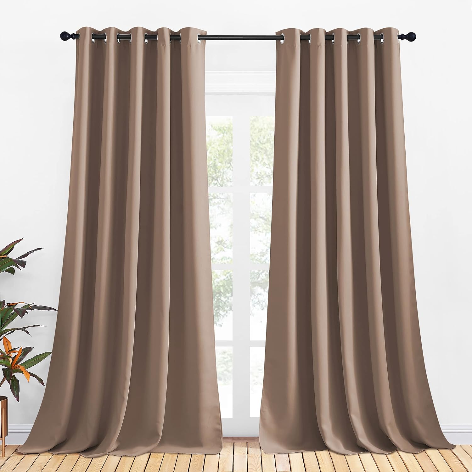 NICETOWN Blackout Window Curtains and Drapes for Kitchen, Window Treatment Thermal Insulated Solid Grommet Blackout Drapery Panels (Set…