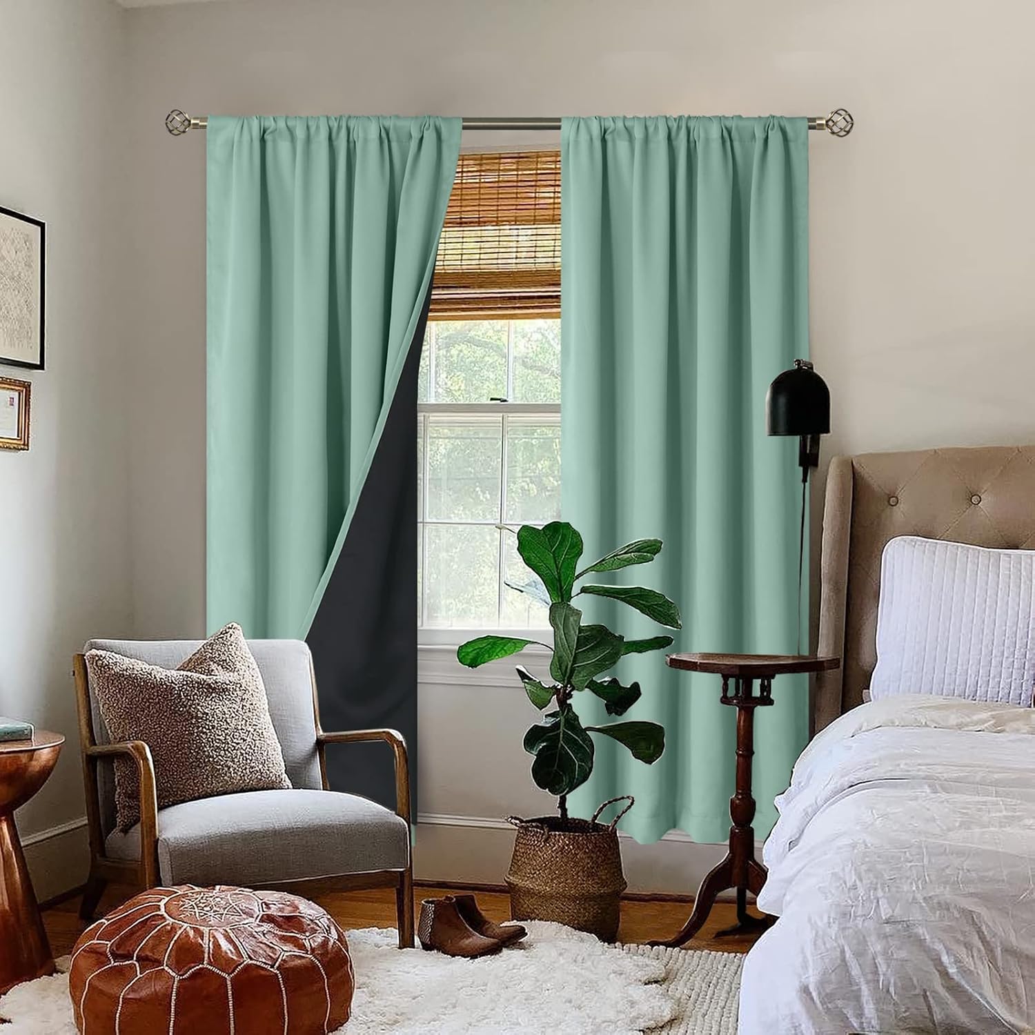 BGment Blackout Curtains for Bedroom with Rod Pocket, Room Darkening Curtains 100% Black-Out LivingRoom Curtains with Thermal Black…