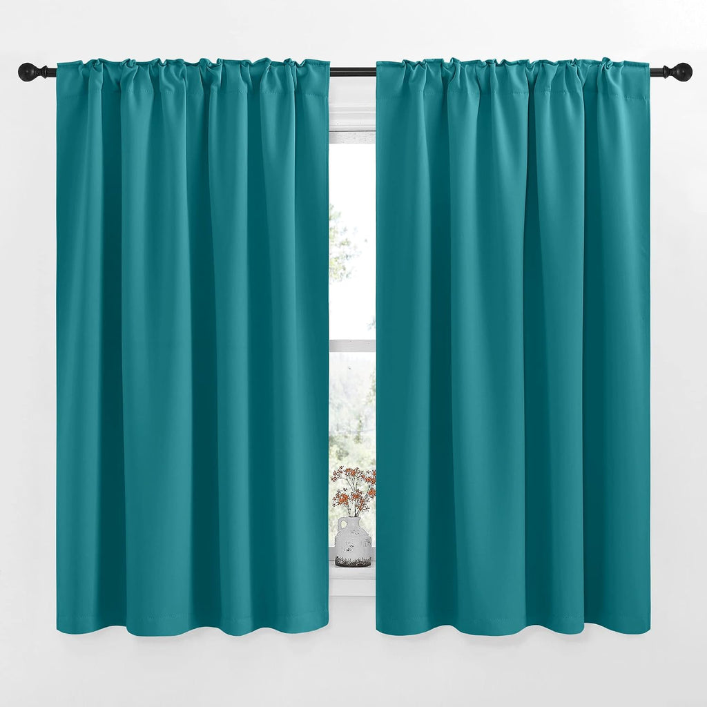 Nicetown Insulated Room Darkening Curtain Panels - (Peacock Teal Color) W52 x L63, 2 Pieces, Room Darkening Window Treatment Drape Panel 2…