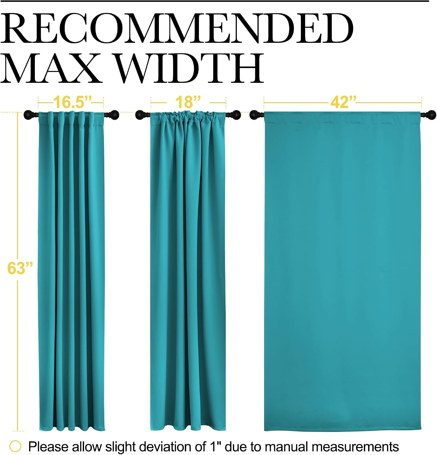 NICETOWN Blackout Curtain Panels for Living Room - (Peacock Blue Color) 42x63 Inch, 2 Panels Set, Thermal Insulated Room Darkening…