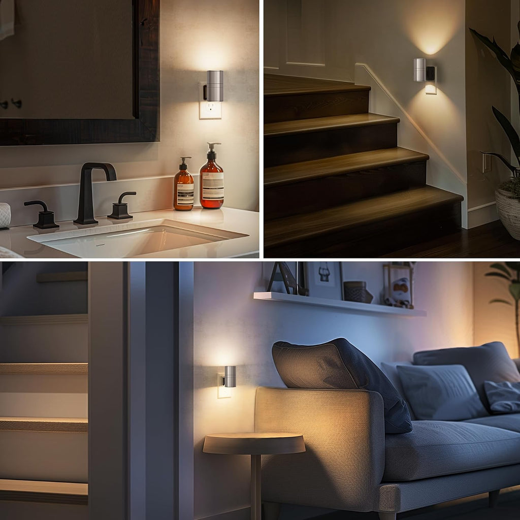 L LOHAS LED Night Light, Dimmable Night Lights Plug into Wall, Metal-Shade Nightlight for Adults, Automatic Nightlights, Light…