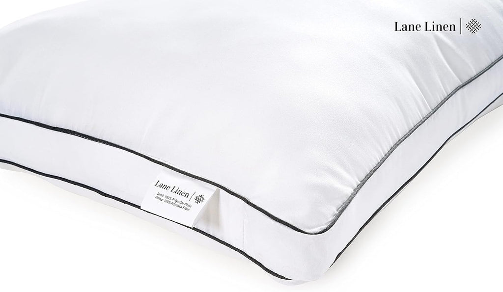 LaneLinen LANE LINEN Bed Pillows Standard Size Set of 2-20"x26" Medium Firm Down Alternative Pillows for Sleeping, Hotel Quality Back Stoma…