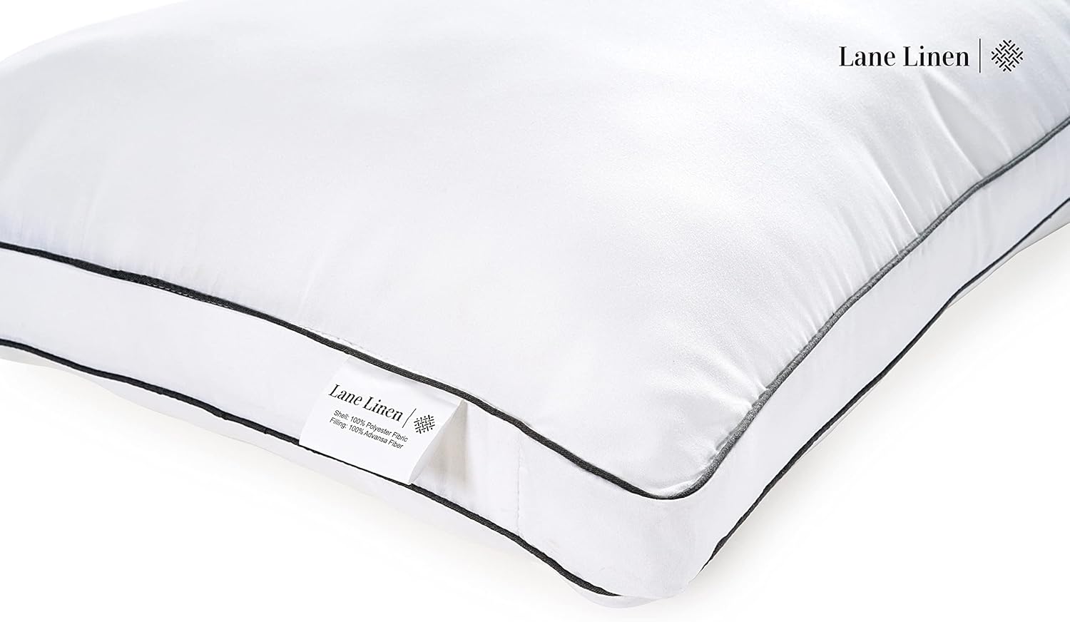 LaneLinen LANE LINEN Bed Pillows Standard Size Set of 2-20"x26" Medium Firm Down Alternative Pillows for Sleeping, Hotel Quality Back Stoma…