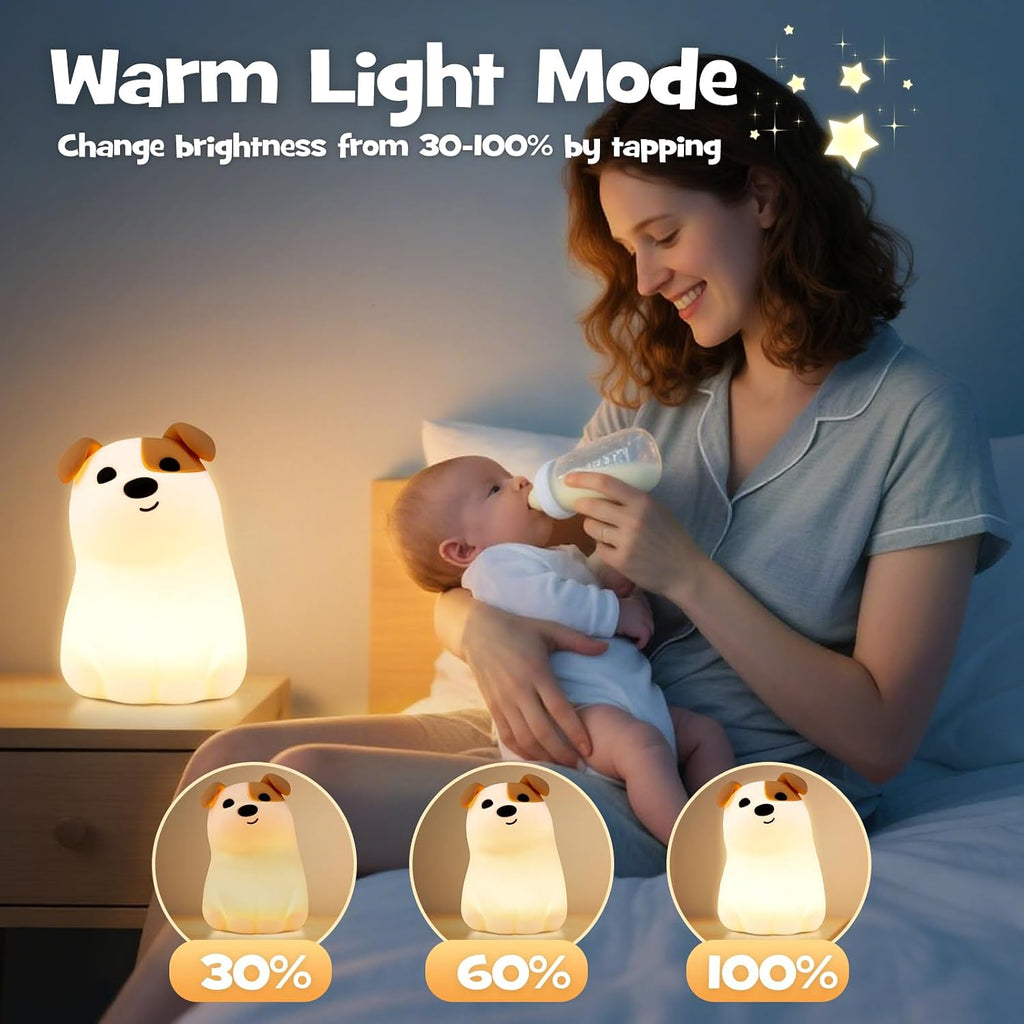 Squishy Puppy Night Light with RGB Mode 3 Brightness Adjustable Nursery Breastfeeding Nightlight Cute Novelty Smile Dog Animal Lamp…