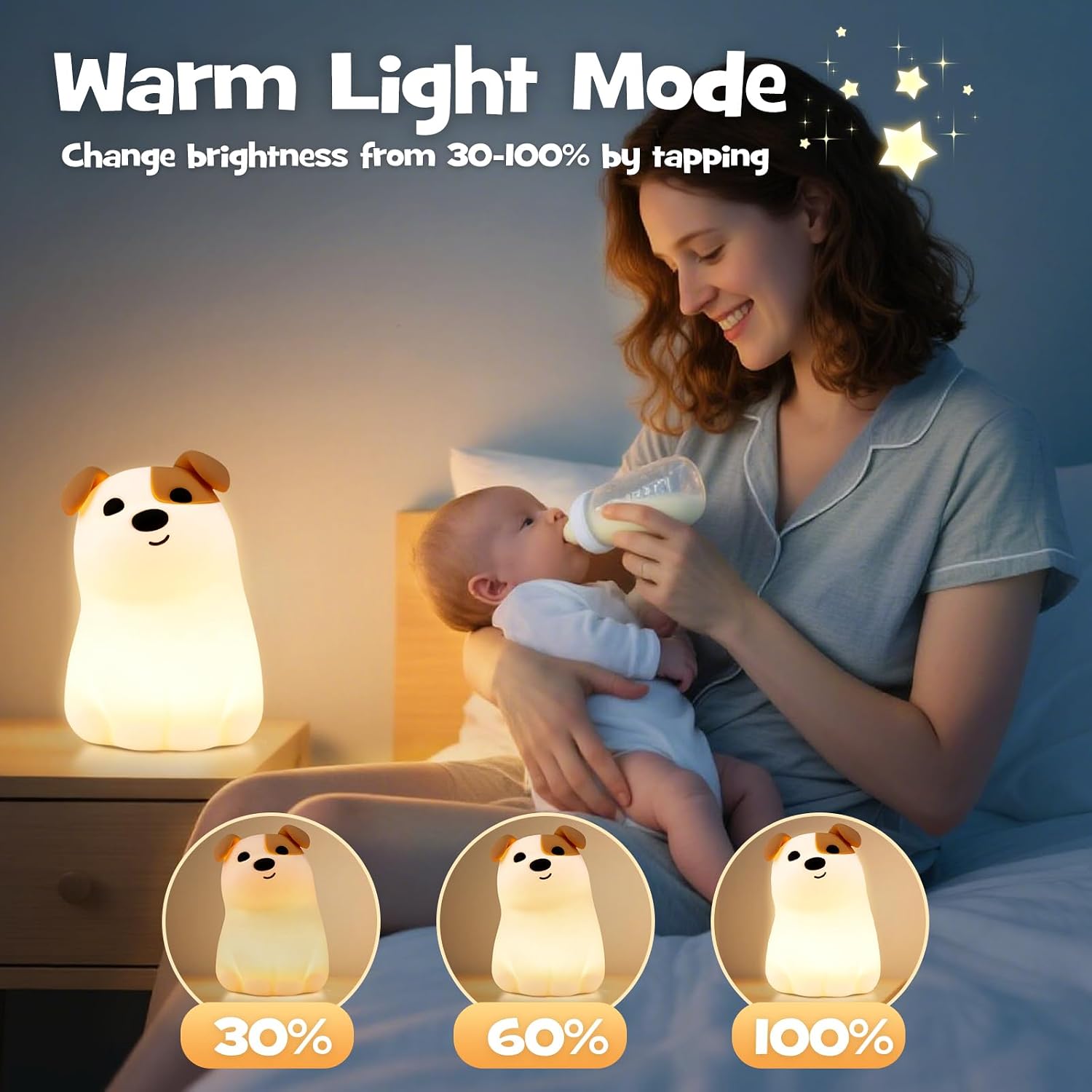Squishy Puppy Night Light with RGB Mode 3 Brightness Adjustable Nursery Breastfeeding Nightlight Cute Novelty Smile Dog Animal Lamp…