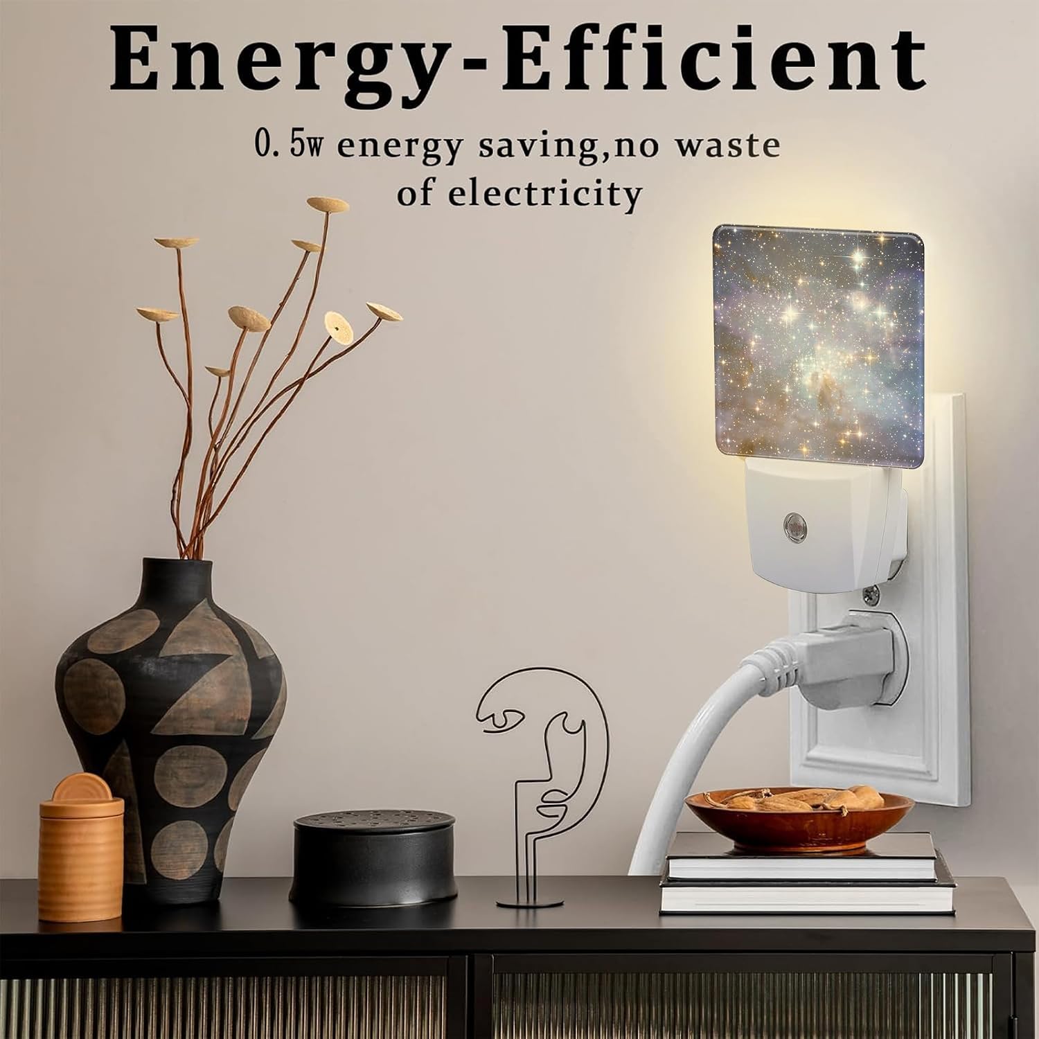 Deep Universe Nebula Night Light Plug into Wall, Galaxy Space with Stars Dusk to Dawn Night Light Plug in,0.5w Energy Saving Sleep…