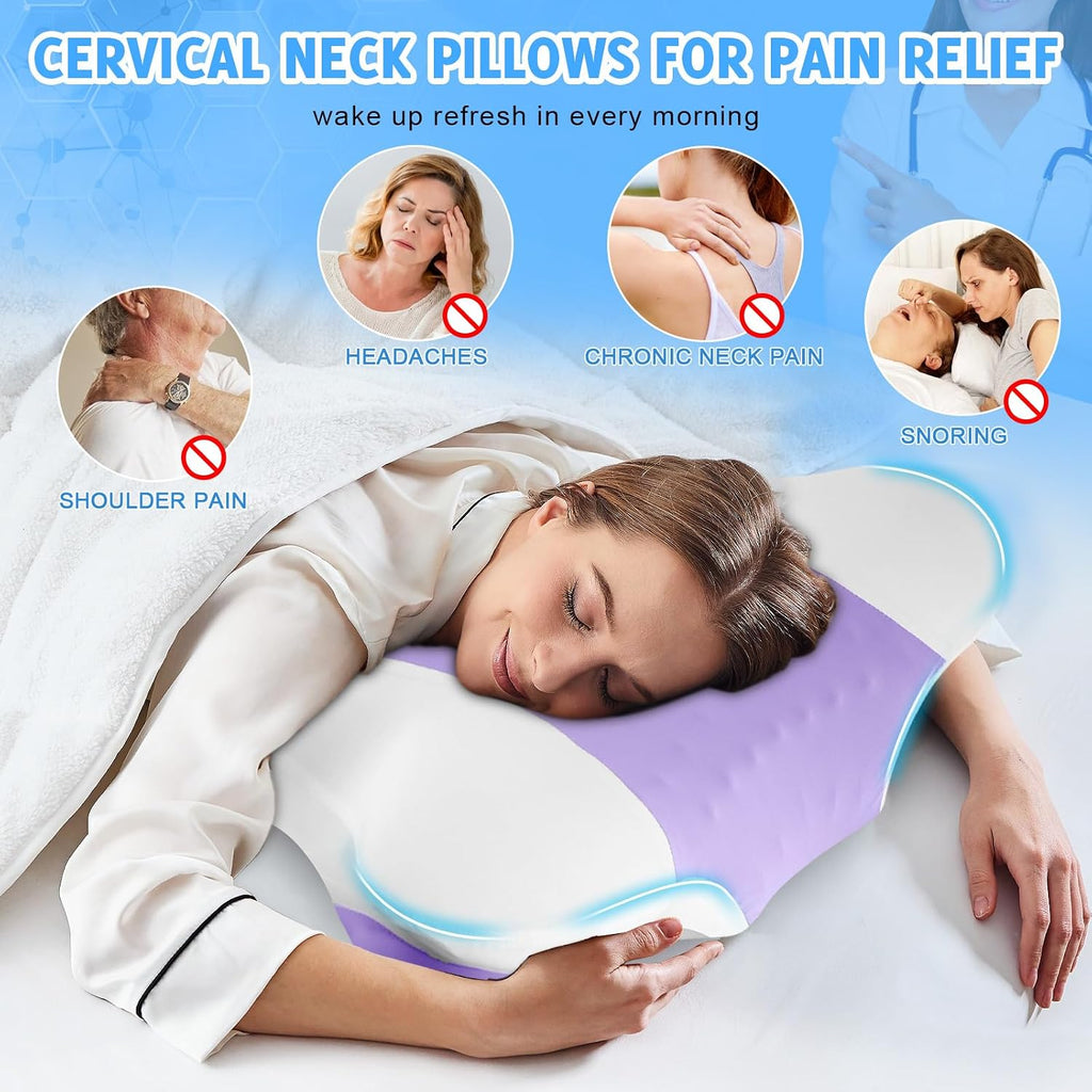 Puzzlandia Cervical Neck Pillows with Memory Foam - Ergonomic Neck Support Pillows for Contour Memory Foam - Adjustable Orthopedic Bed Pill…