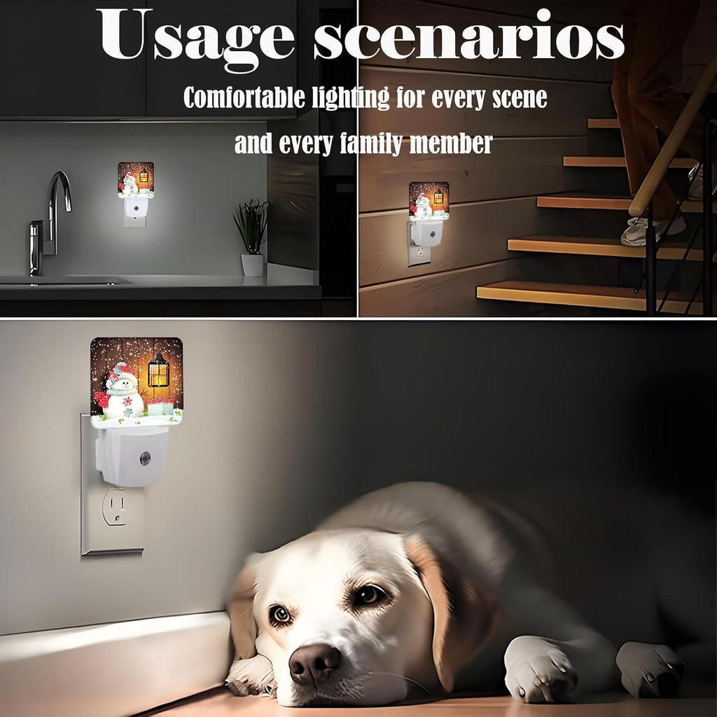 Cute Snowman Night Light, Plug-in Night Lights with Dusk to Dawn Sensor for Stairway, Hallway, Bedroom Sleep Friendly Ideal for…