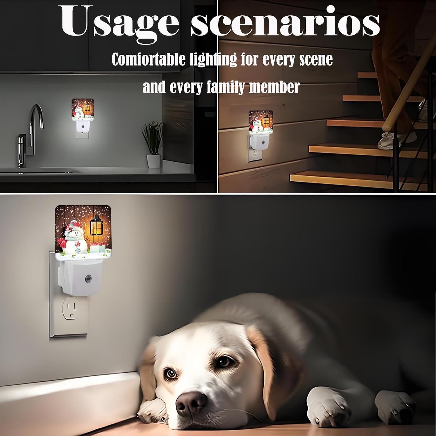 Cute Snowman Night Light, Plug-in Night Lights with Dusk to Dawn Sensor for Stairway, Hallway, Bedroom Sleep Friendly Ideal for…