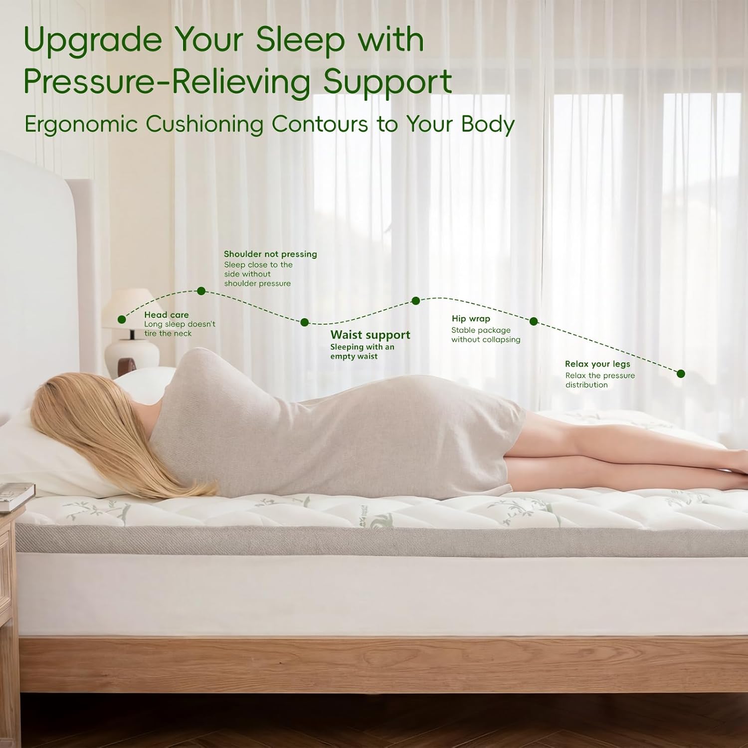 NEWDECO NEWDECO Twin Size Mattress Topper Cooling Viscose Made from Bamboo Thick Support Pillow Top Mattress Pad for Back Soft Breat…