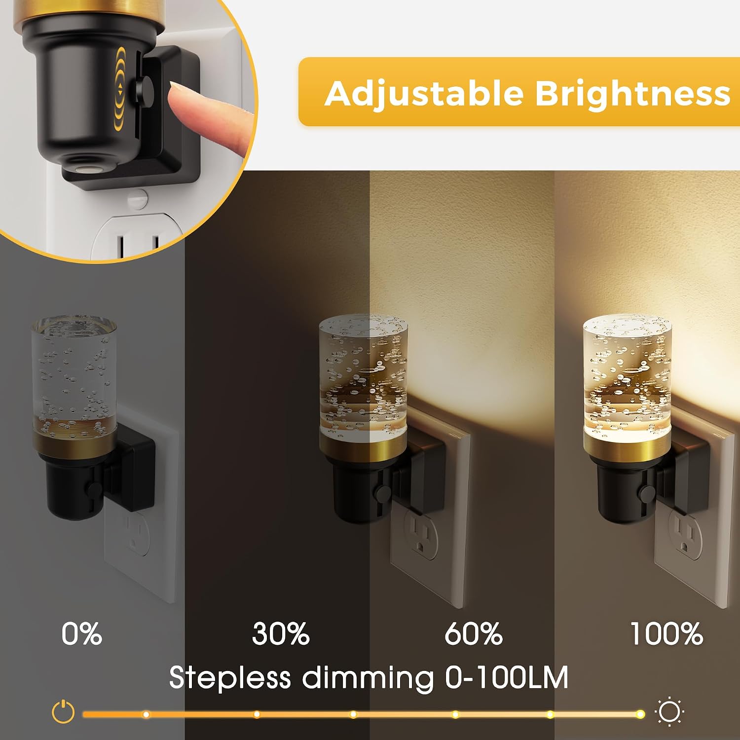 L LOHAS LED Night Light, Dimmable Bubble Night Lights Plug into Wall, 2 Pack Automatic Night Lights Plug in with Auto Light Sensor…