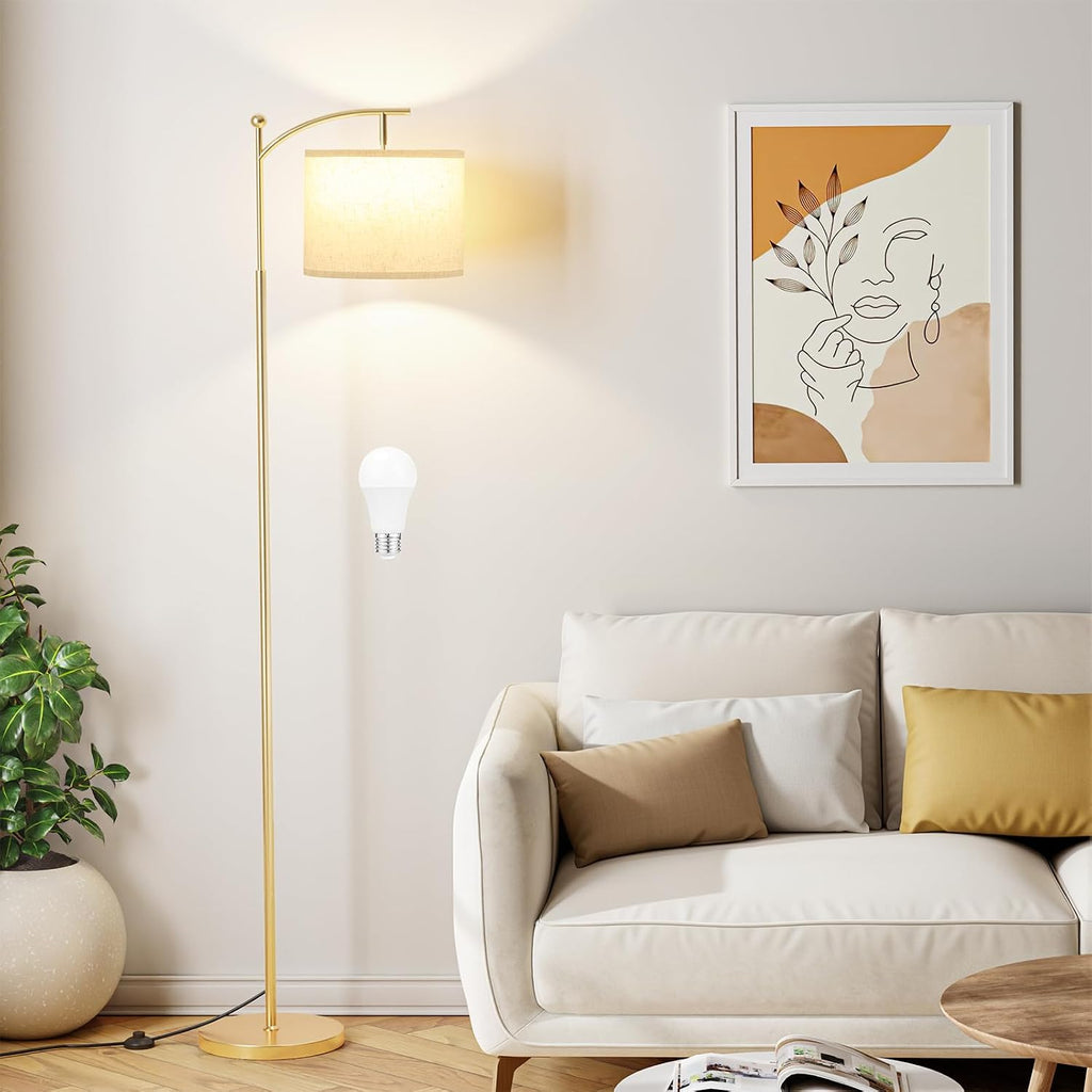 Ambimall 60" Floor Lamp with 3 Color Temperatures, Adjustable Beige Shade, Gold Pole - Tall Lamp for Living Room, Bedroom, Office…