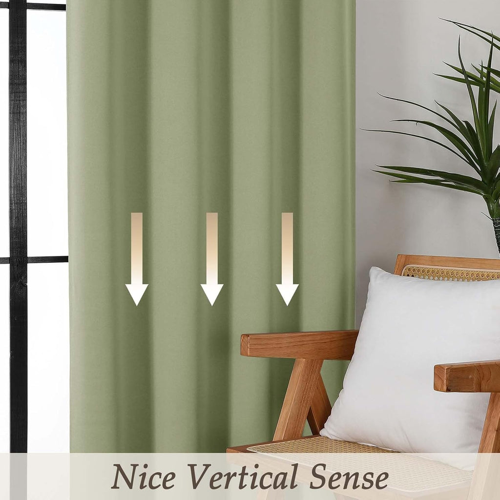 Gwine Blackout Curtains for Living Room 63 Inch Long, Thermal Insulated Window Treatment Black Out Curtains for Bedroom Decor with Rod…