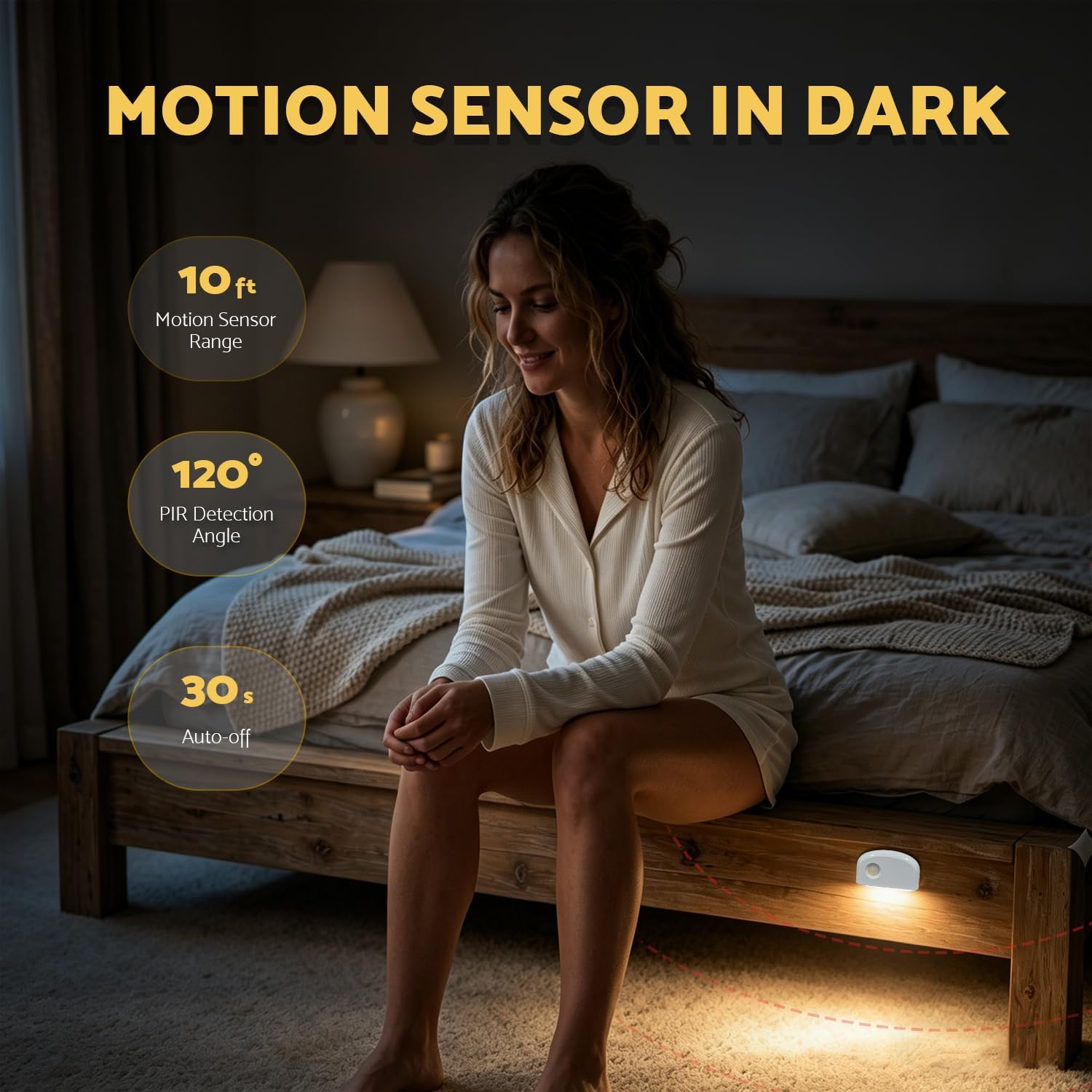 Dazzydot DAZZY DOT Rechargeable Motion Sensor Night Light, Mini Battery Night Light, Warm White Stair Lights Indoor, Ultra-Thin Magnetic Di…