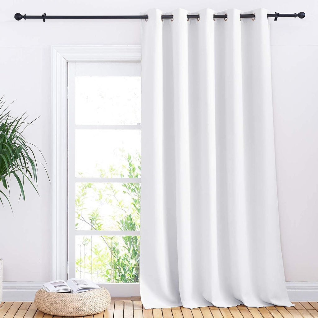 NICETOWN Sliding Door Curtain Window Treatment, Extra Wide Solid Blackout Curtains/Drapes for Patio Door (White, W70 x L95)